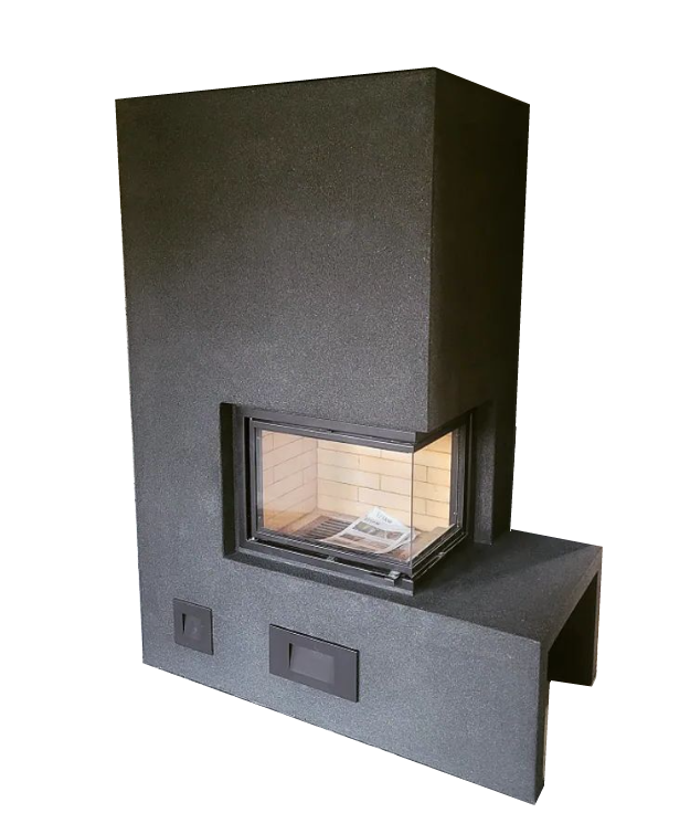 Corner fireplace door, recessed model (Several sizes and colours)